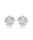 Sterling Silver with White Gold Plated Baguette Cubic Zirconia Bundle Stud Earrings