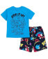 Boys Sonic The Hedgehog Tails Knuckles T-Shirt and Shorts Outfit Set Blue