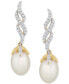 Cultured Freshwater Pearl (7 - 7 1/2mm) & Diamond (1/5 ct. t.w.) Twist Drop Earrings in 10k Gold