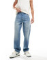 ASOS DESIGN straight leg carpenter jeans with vintage tint in light wash blue