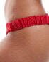 River Island textured scrunchie bikini bottoms in bright red Красный, 40 - фото #3