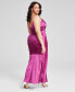 Фото #4 товара Trendy Plus Size Ruched Satin Gown, Created for Macy's