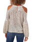 ფოტო #3 პროდუქტის Women's Sequined Long Sleeve Cold-Shoulder Blouse