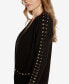 Black Label Women's Embellished Open-Front Cardigan ZIP UP Sweater Черный, S - фото #3