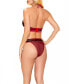 Фото #2 товара Women's Phoenix Mesh & Floral Halter and Panty Trimmed in Sequins 2pc Lingerie Set