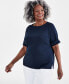 Women's Boat-Neck Elbow Sleeve Cotton Top, XS-4X, Created for Macy's