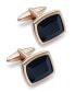 ფოტო #1 პროდუქტის Sutton by Men's Rose Gold-Tone Stainless Steel and Jet Stone Cuff Links