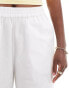 ASOS DESIGN bias cut relaxed trouser with linen in white