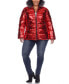 Фото #4 товара Plus Size Metallic Puffer Coat with Hoodie