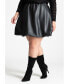 Plus Size Faux Leather Bubble Hem Skirt