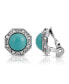 Фото #1 товара Серьги 2028 Gold Tone Turquoise Crystal Button Clip