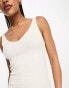 Фото #4 товара Pieces v neck knitted maxi dress in white