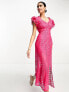 Never Fully Dressed frill sleeve lace midaxi dress in pink