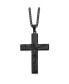 Polished Black IP-plated Crucifix Pendant Curb Chain Necklace