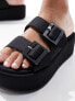 ASOS DESIGN Taxon buckle flatform mule sandals in black