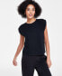 ფოტო #1 პროდუქტის Petite Ruched-Shoulder Cap-Sleeve Knit Top, Created for Macy's