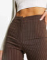 Фото #4 товара Pimkie high waisted tailored trouser co-ord in brown pinstripe