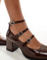 Bershka buckle detail heeled mary janes in brown