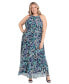 Фото #2 товара Plus Size Halter Ruched-Waist Maxi Dress
