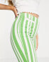 Фото #4 товара Topshop high waist stripe print flared trouser with front pockets in green