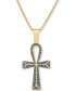 Men's Diamond Ankh Cross 22" Pendant Necklace (1/4 ct. t.w.) in 14k Gold-plated Sterling Silver and Sterling Silver