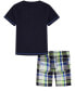 Little Boys Short Sleeve Character T-shirt and Prewashed Plaid Shorts