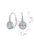 ფოტო #4 პროდუქტის Classic Bridal Art Deco Style CZ Halo Circle Circlet Rosette Solitaire Drop Earrings AAA Cubic Zirconia for Women .925 Sterling Silver