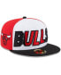 ფოტო #5 პროდუქტის Men's White, Black Chicago Bulls Back Half 9FIFTY Fitted Hat