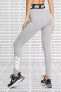 Leggings Club High Rise Cotton Yüksek Belli Pamuk Polyester Ince Tayt Gri