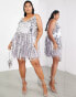 ASOS EDITION Curve paillette sequin mini dress with faux feather hem in silver and lilac