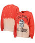 Women's Red Distressed Georgia Bulldogs Twice As Nice Faded Dip-Dye Pullover Long Sleeve Top