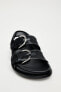 Mesh flat slider sandals with buckles