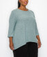 Plus Size Cozy 3/4 Rolled Sleeve Button Back Top