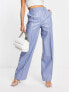 Фото #1 товара NA-KD x Angelica Blick faux leather high waisted trousers in blue