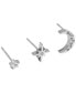 Celestial North Star Moon Silver-Tone Studs Earring Set