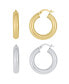 ფოტო #1 პროდუქტის Silver Plated And 18K Gold Plated Duo Hoop Earring, 4 Pieces