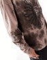 Фото #3 товара COLLUSION Long sleeve skater fit t-shirt with print and brown tie dye