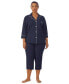 ფოტო #1 პროდუქტის Plus Size Button-Front Top and Pants Pajama Set