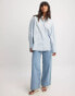 NA-KD x Laura Jane Stone oversized shirt with high cuffs in blue & white stripe Серый, 44 - фото #3