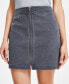 Women's Studded Zip-Front Denim Miniskirt, Created for Macy's Серый, 8 - фото #1