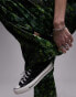 Фото #4 товара Topshop satin print wide leg pull on trouser in green