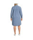 Фото #2 товара Plus Size Chambray Button Front Dress