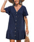 Фото #1 товара Women's Button-Up V-Neck Flounce Cover Up Dress