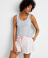 Фото #1 товара Women's Striped Poplin Boxer Sleep Shorts XS-3X, Created for Macy's
