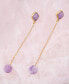 ფოტო #2 პროდუქტის Chained Up Genuine Purple Amethyst Golden Bronze Kite Drop Earrings