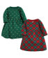 ფოტო #1 პროდუქტის Toddler Girls Cotton Dresses, Christmas Plaid 2pck