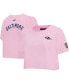 Women's Pink Baltimore Ravens Cropped Boxy T-shirt