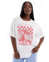 Фото #1 товара ONLY Curve strawberry graphic oversized t-shirt in white