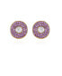 Gold-Tone Lilac Violet Glass Stone Button Earrings