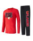 ფოტო #1 პროდუქტის Men's Black, Red Calgary Flames Meter Long Sleeve T-shirt and Pants Sleep Set